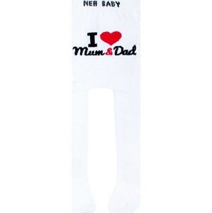 Bavlněné punčocháčky New Baby bílé I Love Mum and Dad 56 (0-3m)