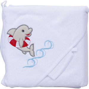 Froté ručník - Scarlett delfín s kapucí - bílá