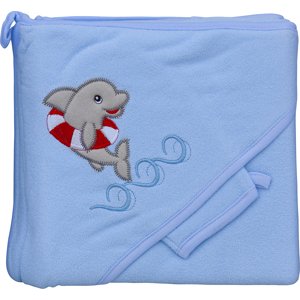 Froté ručník - Scarlett delfín s kapucí - modrá