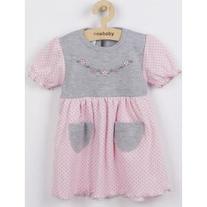 Kojenecké šatičky s krátkým rukávem New Baby Summer dress růžovo-šedé 62 (3-6m)