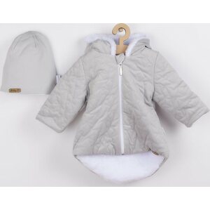 Zimní kojenecký kabátek s čepičkou Nicol Kids Winter šedý 62 (3-6m)