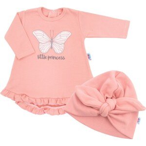 Kojenecké šatičky s čepičkou-turban New Baby Little Princess růžové 74 (6-9m)