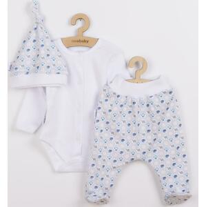 3-dílná bavlněná kojenecká souprava New Baby Kiddy bílo-modrá 68 (4-6m)