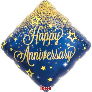 Balón Ibrex Hel, diamant 14", Happy Anniversary Glitter, balený