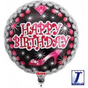 Balón Ibrex Hel, kulatý 14", Happy Birthday Heel&Diamond, balený