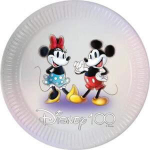 Procos Papírové talíře Disney 100 - Mickey & Minnie, příští generace, 23 cm, 8 ks (bez plastu)