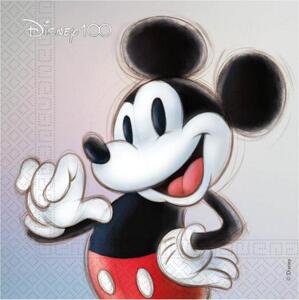 Procos Papírové ubrousky Disney 100 - Mickey, 33x33 cm, 20 ks.
