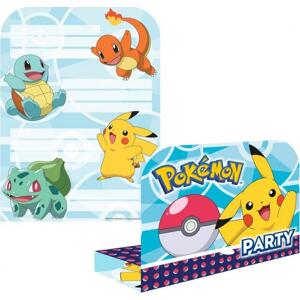 Amscan Papírové pozvánky s obálkami Pokémon 16 x 21,5 cm, 8 ks.