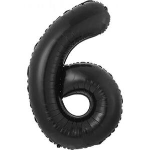 Fóliový balon B&C, číslo 6, matná černá, 85 cm