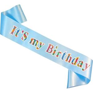 Světle modrá šerpa "To jsou moje narozeniny".
