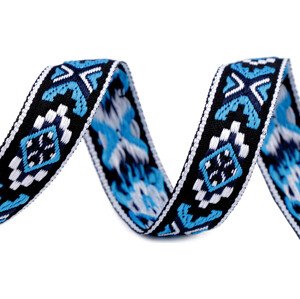 Prýmek / vzorovka indiánský motiv šíře 20 mm Varianta: 1 modrá, Balení: 1 m