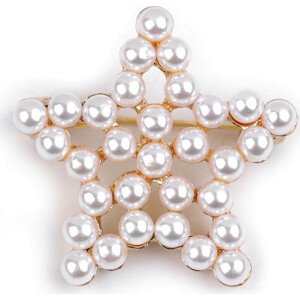 Brož hvězda s perlami Varianta: perlová zlatá, Balení: 1 ks