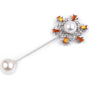 Ozdobný špendlík / brož vločka s perlou Varianta: perlová platina, Balení: 1 ks