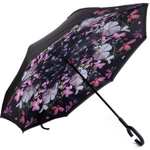 Obrácený deštník dvouvrstvý Varianta: 13 modrá tmavá květy, Balení: 1 ks