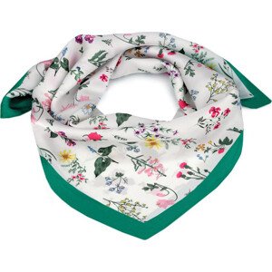 Saténový šátek luční květy 50x50 cm Varianta: 3 zelená smaragdová, Balení: 1 ks