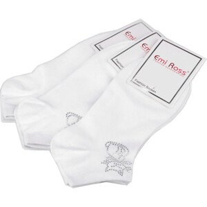 Dámské bavlněné ponožky kotníkové s kamínky Emi Ross Varianta: 45 (vel. 35-38) bílá, Balení: 3 pár