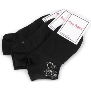 Dámské bavlněné ponožky kotníkové s kamínky Emi Ross Varianta: 46 (vel. 35-38) černá, Balení: 3 pár
