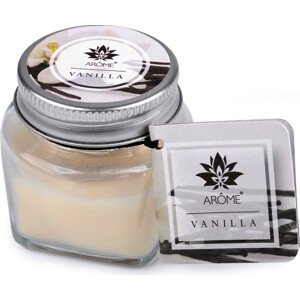 Malá vonná svíčka ve skle s jmenovkou 28 g Varianta: 1 (Vanilla) krémová světlá, Balení: 1 ks