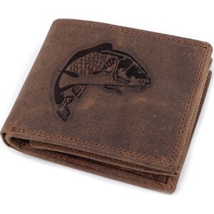 Pánská peněženka kožená pro myslivce, rybáře, motorkáře 9,5x12 cm Varianta: 15 hnědá světlá ryba, Balení: 1 ks