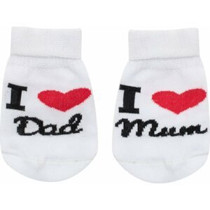 Kojenecké bavlněné ponožky New Baby I Love Mum and Dad bílé 56 (0-3m)