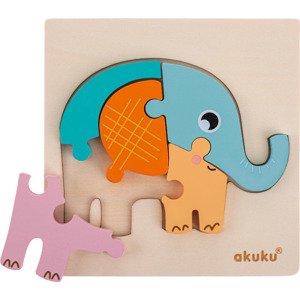 Dřevěné vkládací puzzle Akuku Sloník