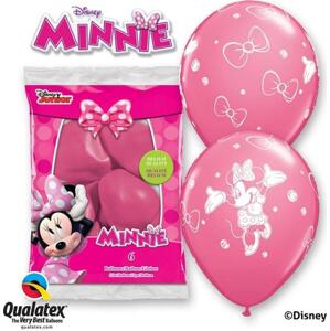Qualatex Balón QL 12" s potiskem "Minnie", pastelově růžový / 6 ks. ST ASSORT