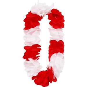 Naszyjnik hawajski biało-czerwony, duże kwiatki