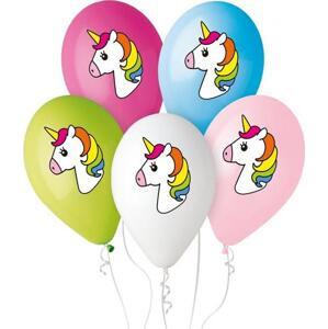 Prémiové balónky "Unicorn", výše. barevné, 12" / 5 ks.