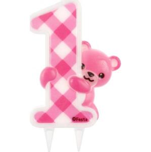 Jumbo svíčka "Pink Teddy Bear", 7,2 x 12 cm, číslo 1