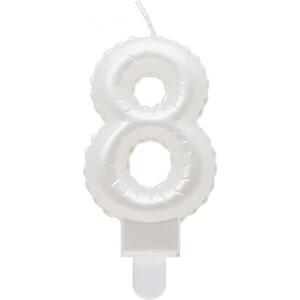 Godan / candles B&C svíčka, číslo 8, perleťově bílá, 7 cm