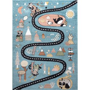 Dywany Łuszczów Dětský kusový koberec Fun Route Street animals blue Rozměry koberců: 80x150