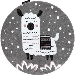 Dywany Łuszczów Dětský kusový koberec Petit Lama grey kruh Rozměry koberců: 120x120 (průměr) kruh