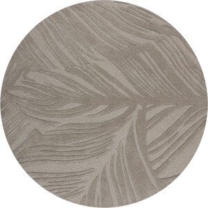 Flair Rugs koberce Kusový koberec Solace Lino Leaf Grey kruh Rozměry koberců: 160x160 (průměr) kruh