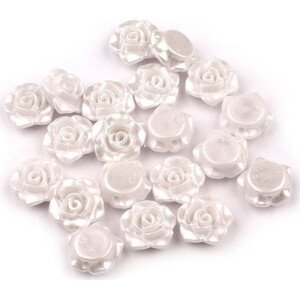 Plastové voskové korálky / perly růžičky s průvlekem Ø13 mm Varianta: 9 slonová kost, Balení: 20 ks