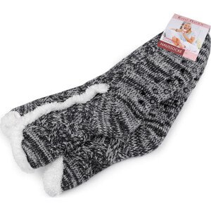 Ponožky zimní s kožíškem a protiskluzem Emi Ross Varianta: 6 (35-38) černá, Balení: 1 pár