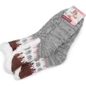Ponožky zimní s kožíškem a protiskluzem Emi Ross Varianta: 13 (35-38) šedá světlá, Balení: 1 pár
