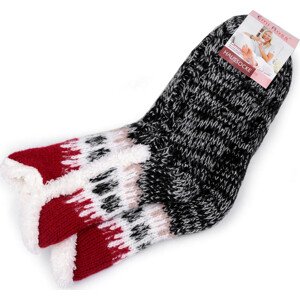 Ponožky zimní s kožíškem a protiskluzem Emi Ross Varianta: 17 (35-38) černá, Balení: 1 pár