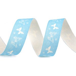 Bavlněná stuha šíře 15 mm motýlci Varianta: 3 modrá nebeská, Balení: 5 m
