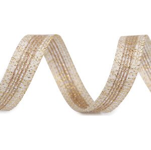 Jutová stuha s lurexem šíře 15 mm Varianta: 1 zlatá sv., Balení: 5 m