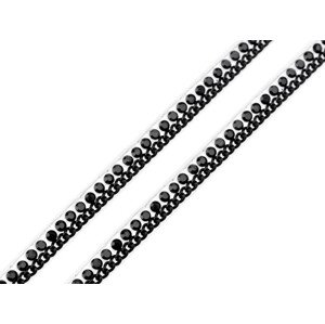 Prýmek s kamínky a řetízkem šíře 4 mm nažehlovací Varianta: černá, Balení: 1 m