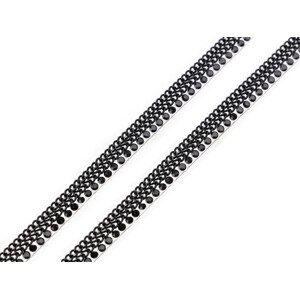 Prýmek s kamínky a řetízkem šíře 6 mm nažehlovací Varianta: černá, Balení: 1 m