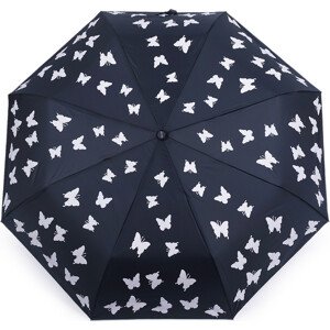 Dámský skládací vystřelovací deštník motýl kouzelný Varianta: 2 modrošedá tm., Balení: 1 ks