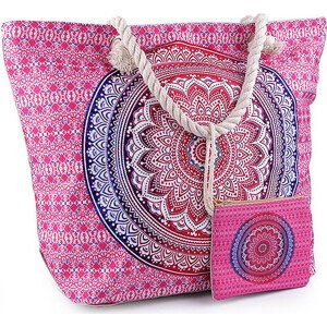 Letní / plážová taška mandala, paisley s taštičkou 39x50 cm Varianta: 1 pink, Balení: 1 ks