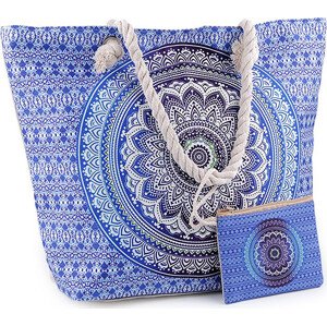 Letní / plážová taška mandala, paisley s taštičkou 39x50 cm Varianta: 2 modrá, Balení: 1 ks