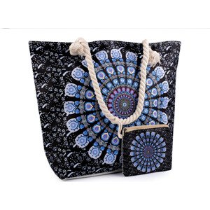 Letní / plážová taška mandala, paisley s taštičkou 39x50 cm Varianta: 9 černá modrá, Balení: 1 ks