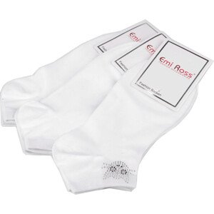 Dámské bavlněné ponožky kotníkové s kamínky Emi Ross Varianta: 60 (39-42) bílá, Balení: 3 pár