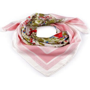 Saténový šátek luční květy 70x70 cm Varianta: 4 pudrová, Balení: 1 ks