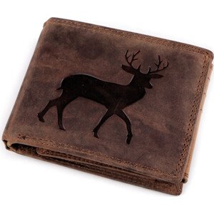 Pánská peněženka kožená pro myslivce, rybáře, motorkáře 9,5x12 cm Varianta: 16 černá jelen, Balení: 1 ks