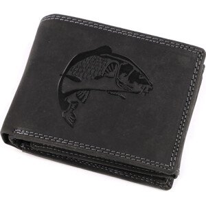 Pánská peněženka kožená pro myslivce, rybáře, motorkáře 9,5x12 cm Varianta: 21 černá jelen, Balení: 1 ks