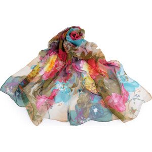 Letní šátek / šála 50x160 cm Varianta: 7 béžová světlá květy, Balení: 1 ks